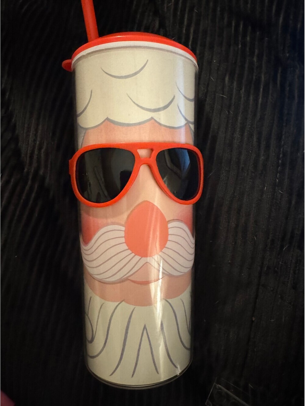 Santa Holiday Themed Plastic Tumbler Cups with Straws